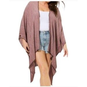 Women's Torrid Light Weight Woven Rauna Rose Taupe Kimono, One Size (Plus)